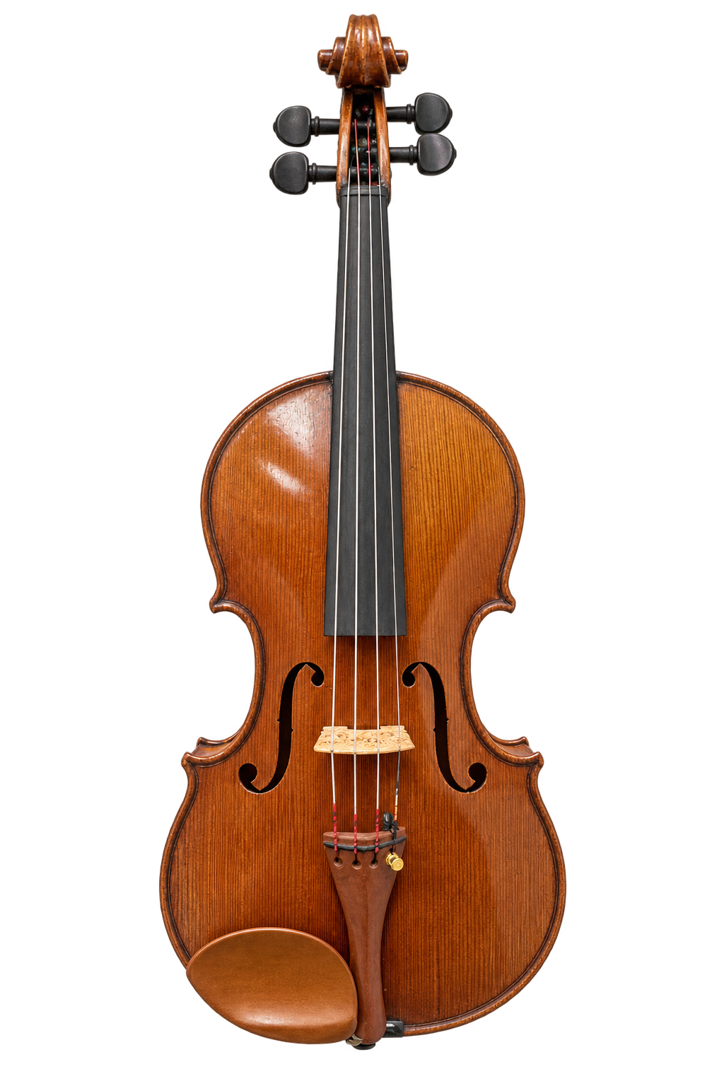 Brazilian viola bearing a Guido Pascoli label, full front view with reddish-brown varnish